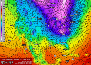 GFS temperatures - 7am Friday  (Map from TwisterData.com)
