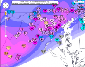 Snow totals across the state  (click to enlarge)