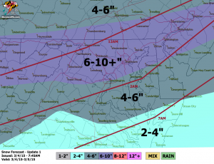 Updated Snow Forecast (click to enlarge)