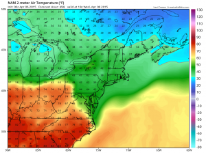 NAM Temperatures 2pm Wednesday (tropicaltidbits.com)