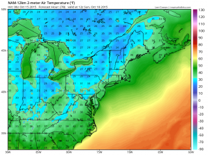 NAM - Sunday 8am Temperatures