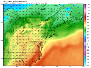 GFS: Temperatures - 1pm Christmas Eve