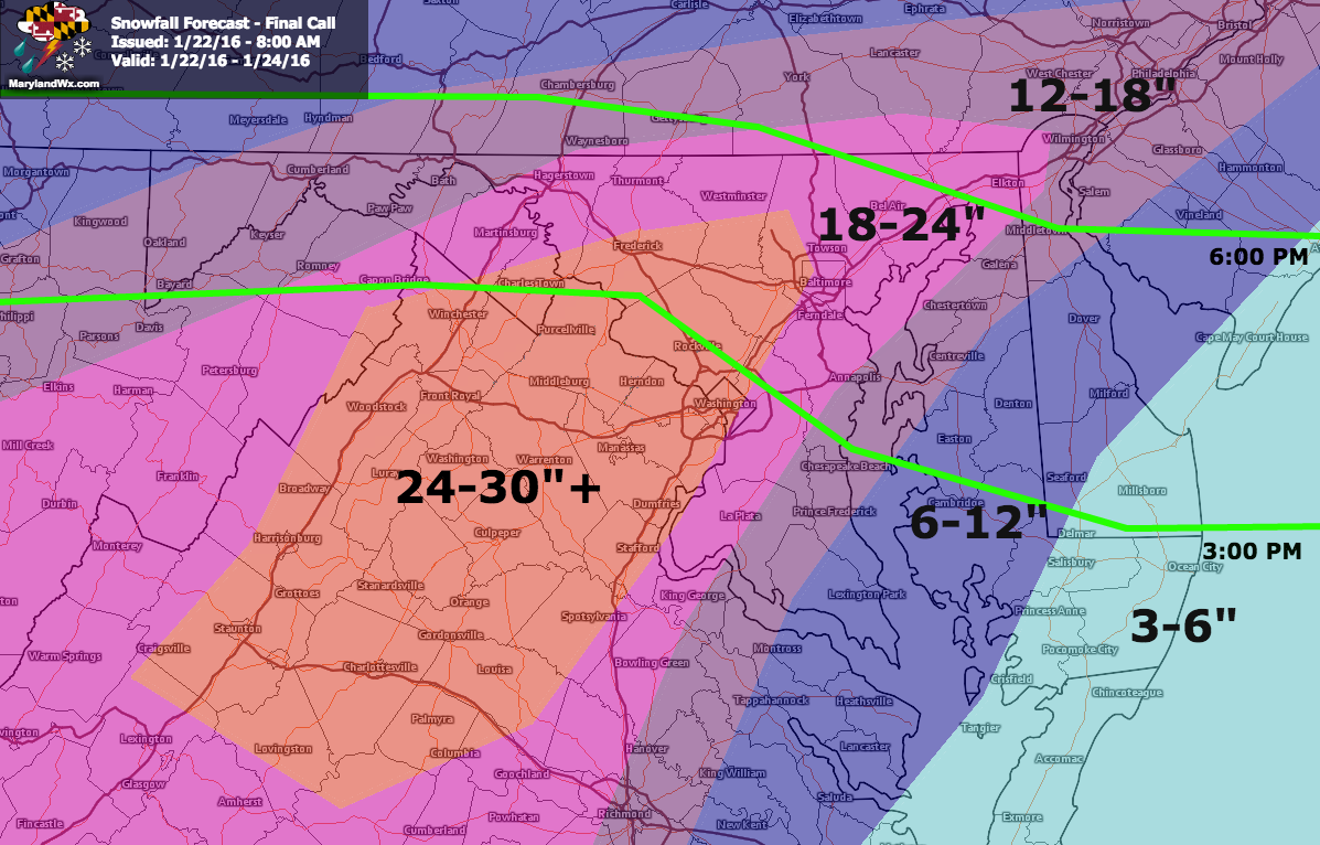 Winter Storm Update Final Snowfall Forecast Maryland Weather