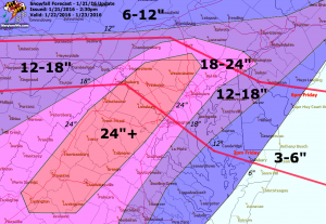 1/21 Snowfall Forecast (click to enlarge)