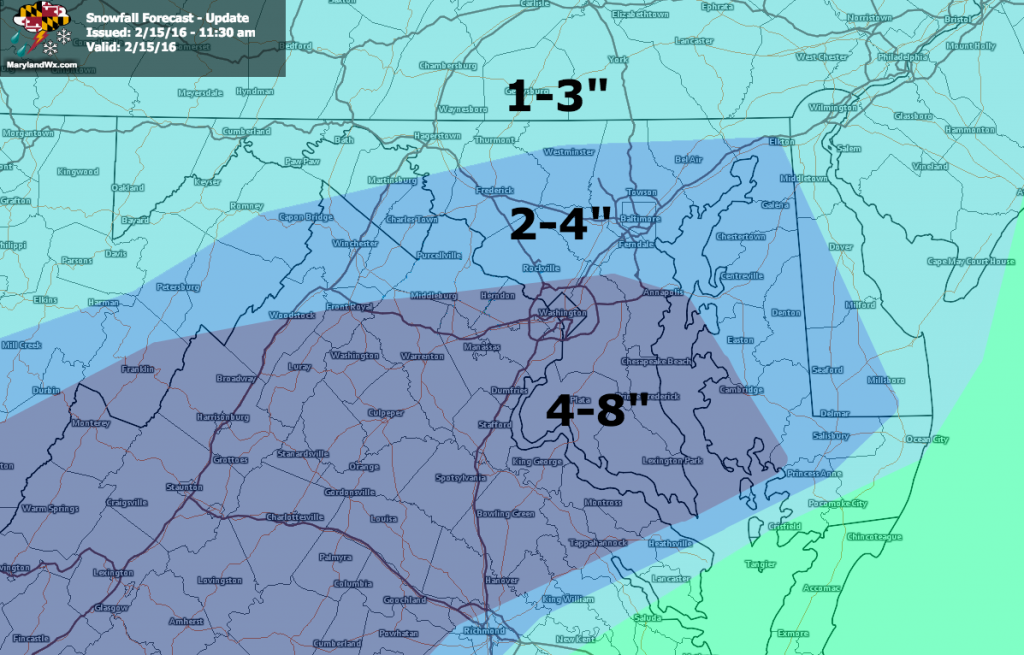 Updated Snowfall Map