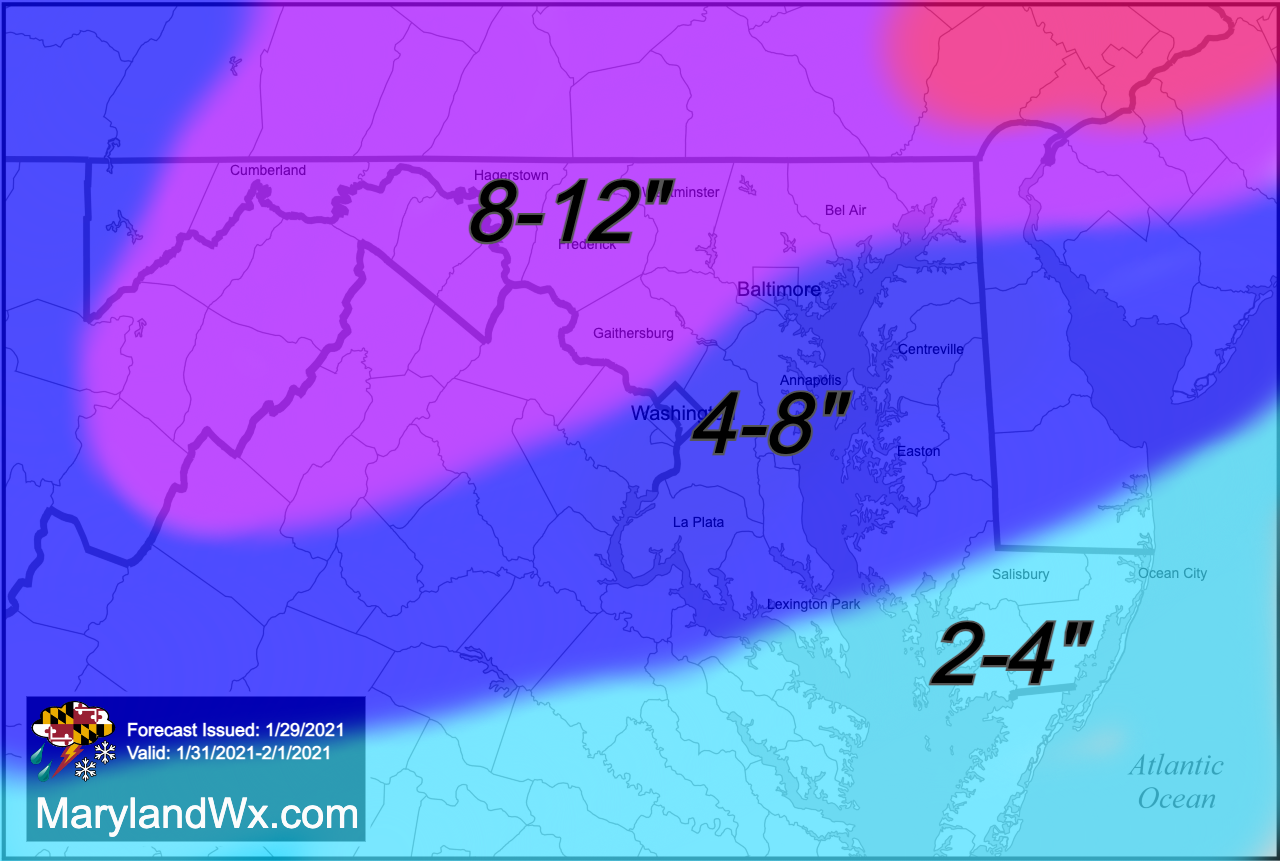 Significant Snow Expected Sunday into Monday First Call Forecast Maryland Weather