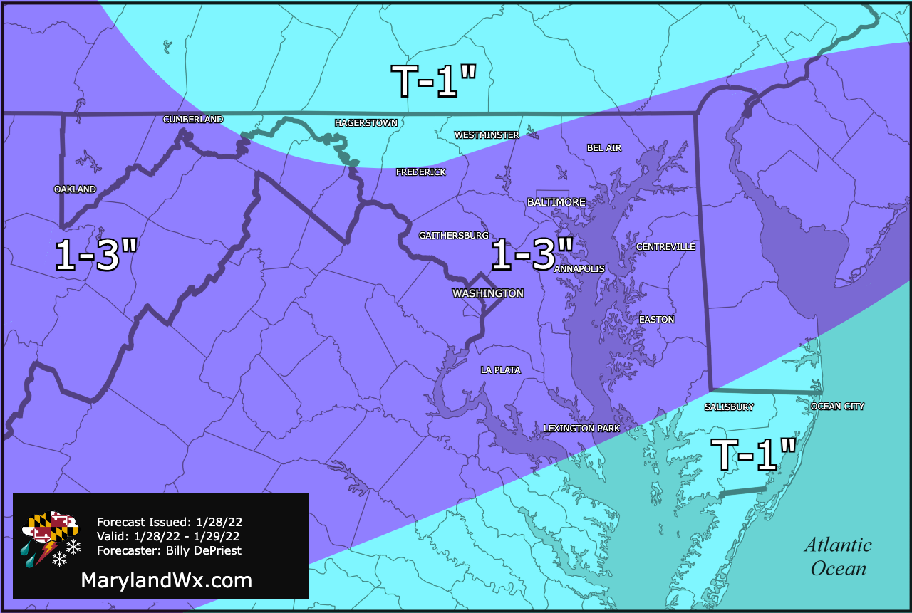 Light snow tonight through tomorrow morning