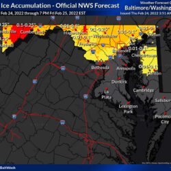 Wintry mix likely with some ice accumulation  north and west of I-95